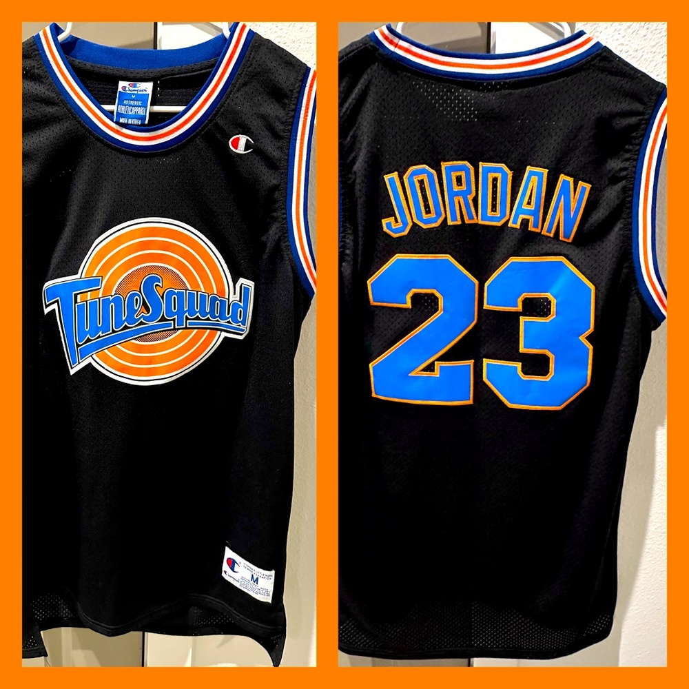 Michael Jordan #23 Tune Squad VTG Authentic Champion Black Jersey Size M in VGC